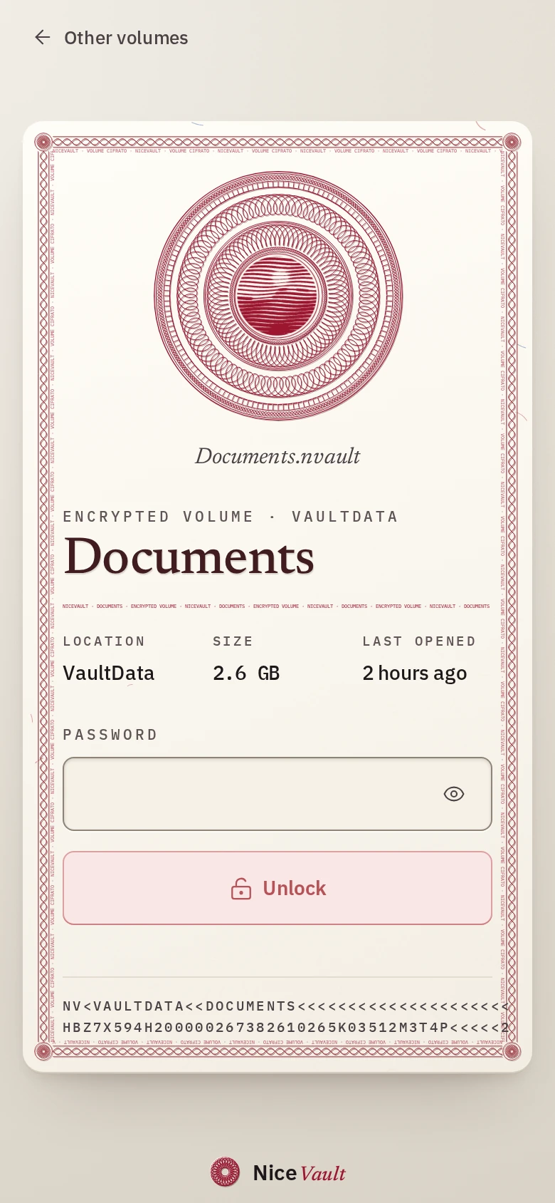 Unlocking a volume on a phone.